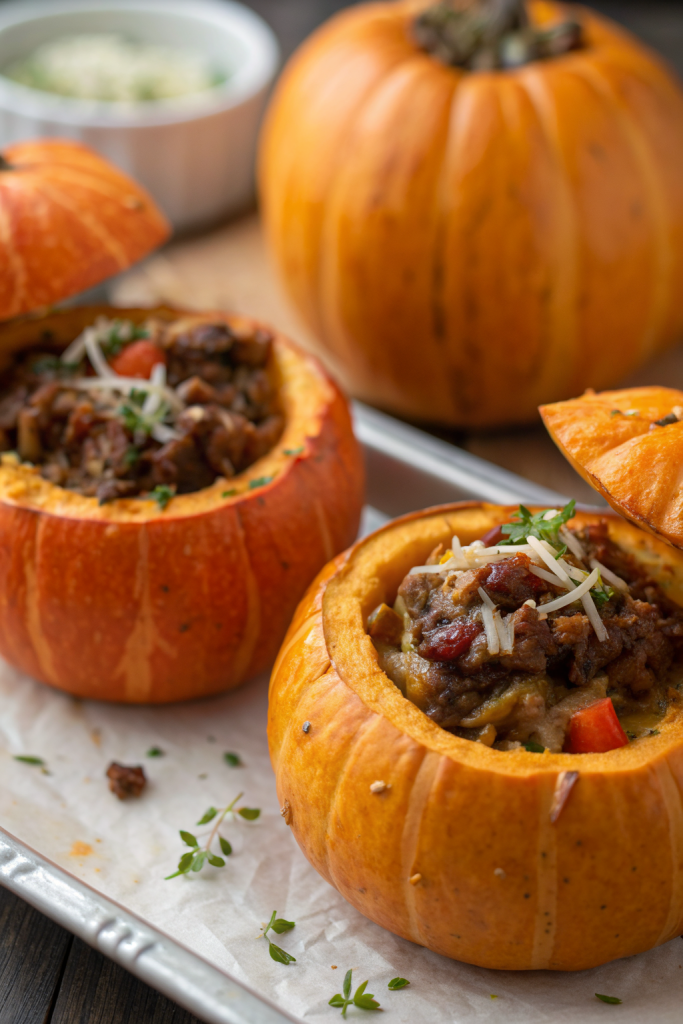 Ground Turkey & Brown Butter Sage Stuffed Pumpkins