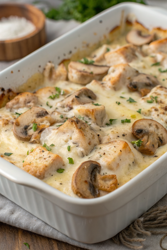 Keto Garlic Mushroom Chicken Casserole Recipe