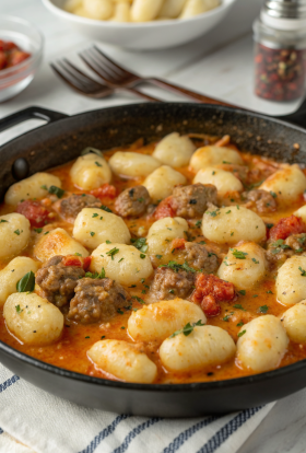 Pumpkin Gnocchi with Spinach and Sausage