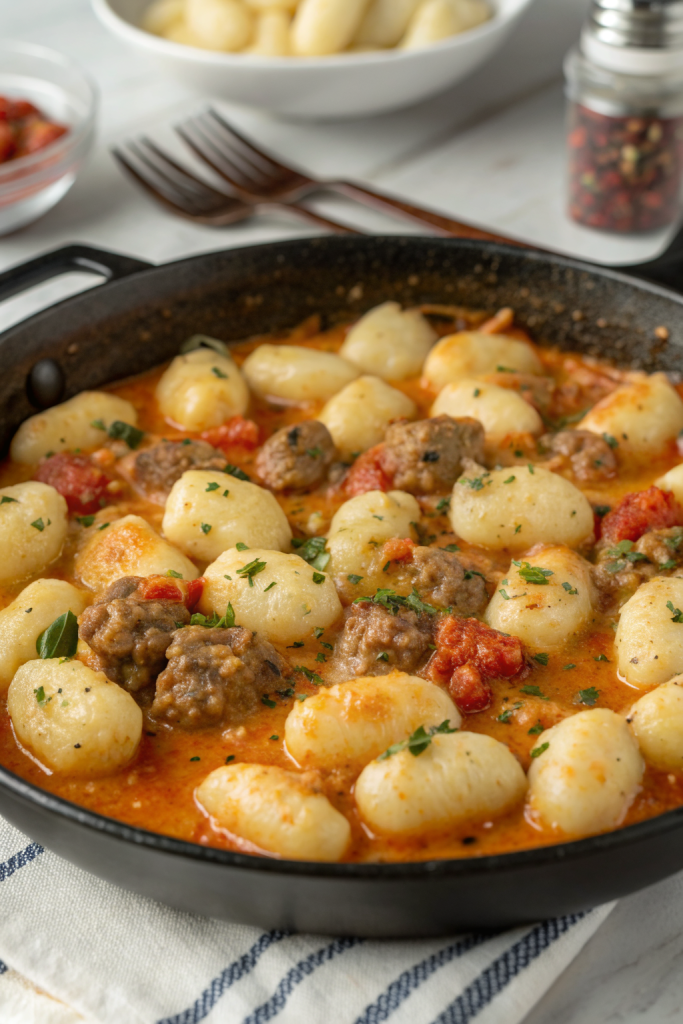 Pumpkin Gnocchi with Spinach and Sausage