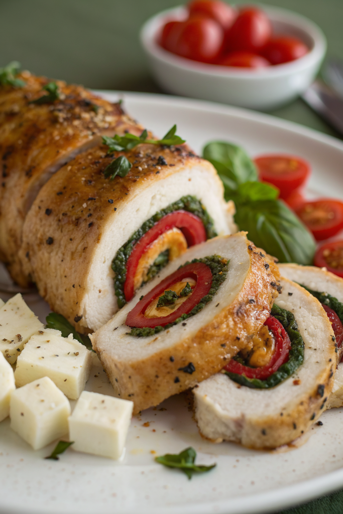 Rolled-Up Chicken with Feta Spinach Sun-Dried Tomatoes