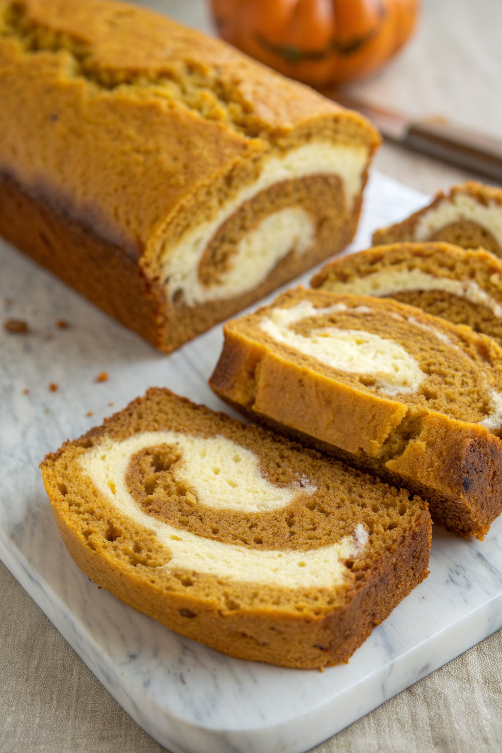 Savory Pumpkin Bread with Cream Cheese Filling
