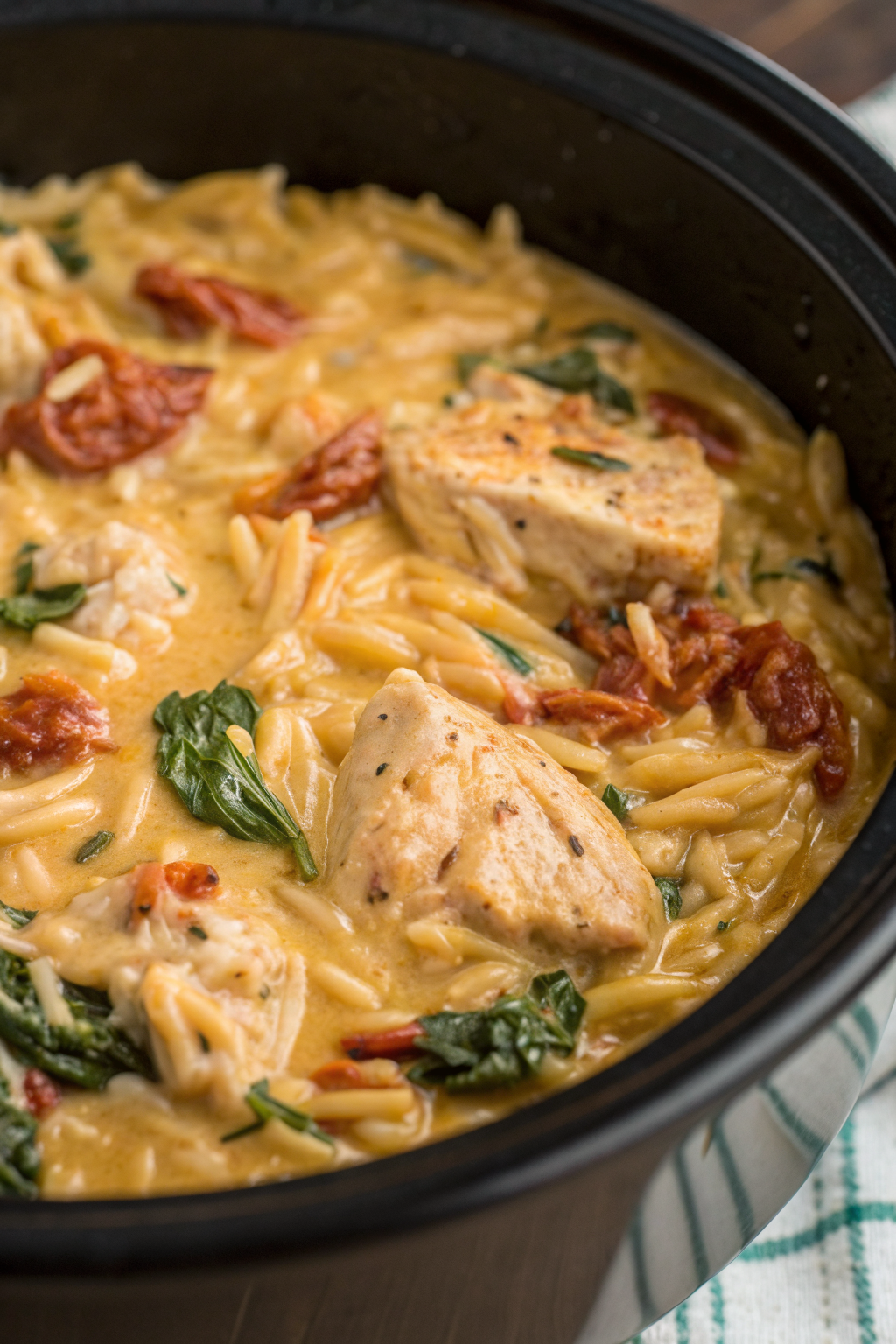 Slow Cooker Creamy Tuscan Chicken Orzo Recipe