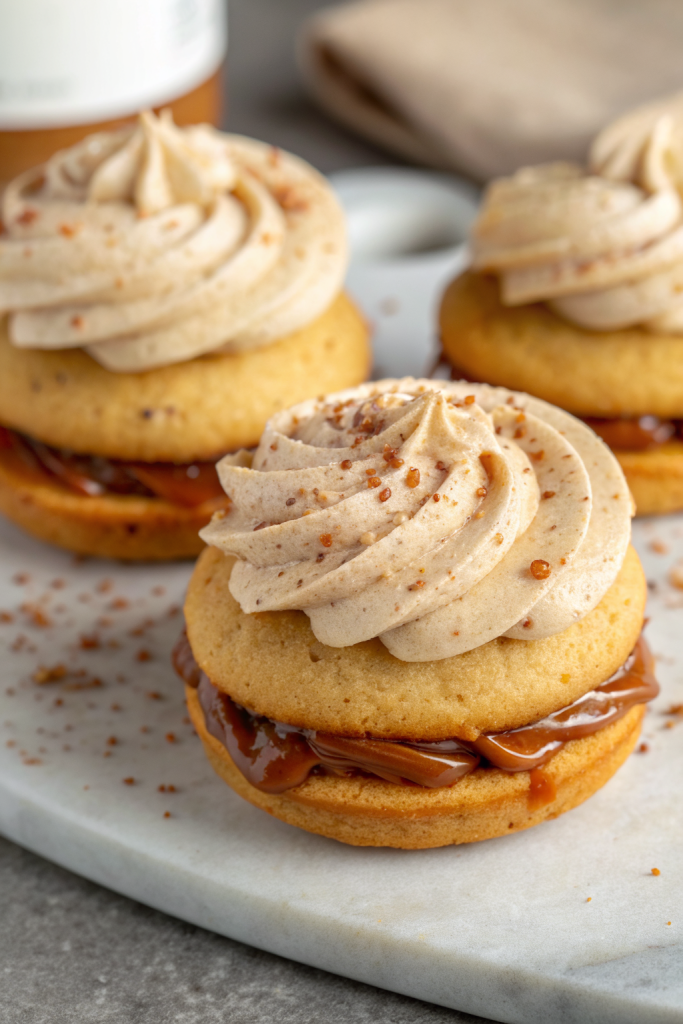Apple Cider Whoopie Pie cookies with Caramel Filling