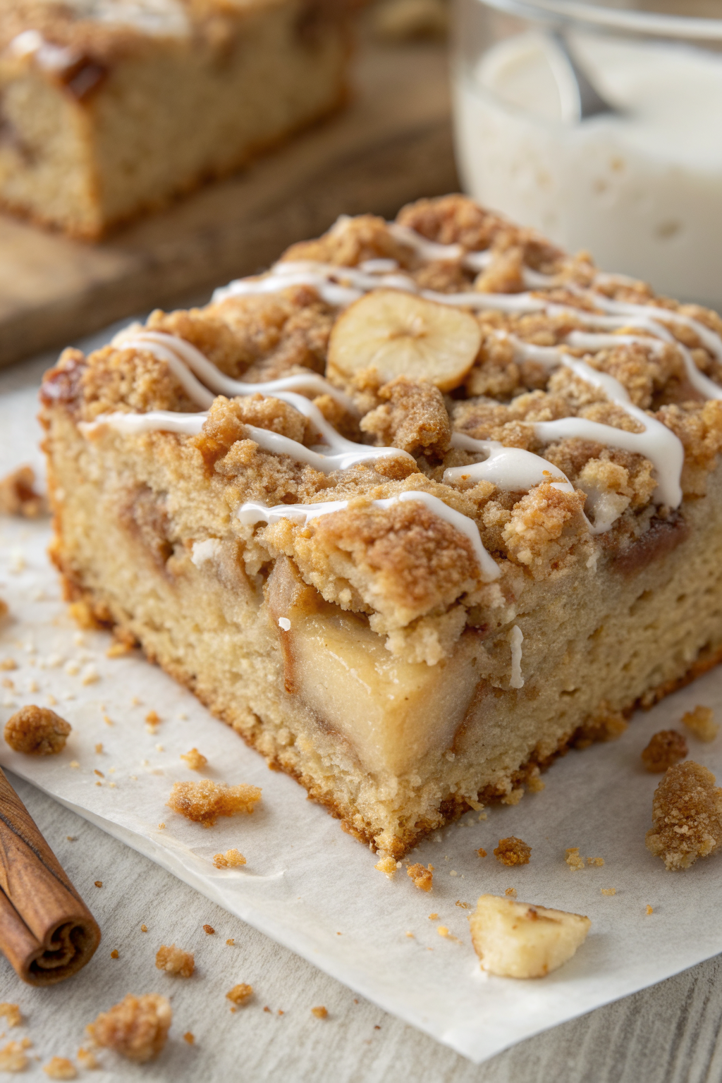 Apple Crumb Cake with Cinnamon Apple Drizzle