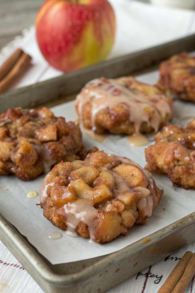 Baked Apple Fritters with Glaze
