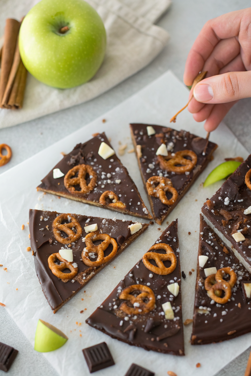 Caramel Apple Bark With Pretzels