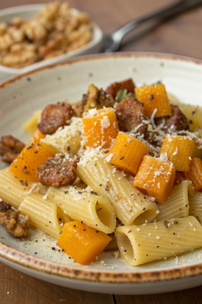 Cheesy Pasta Bake with Pumpkin