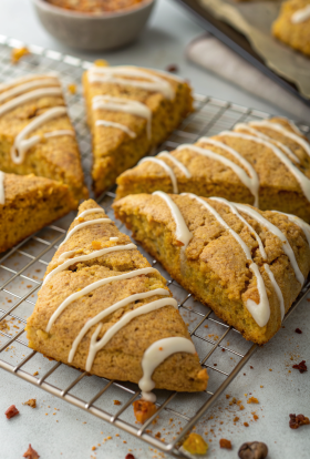 Flaky Pumpkin Scones with Vanilla Icing