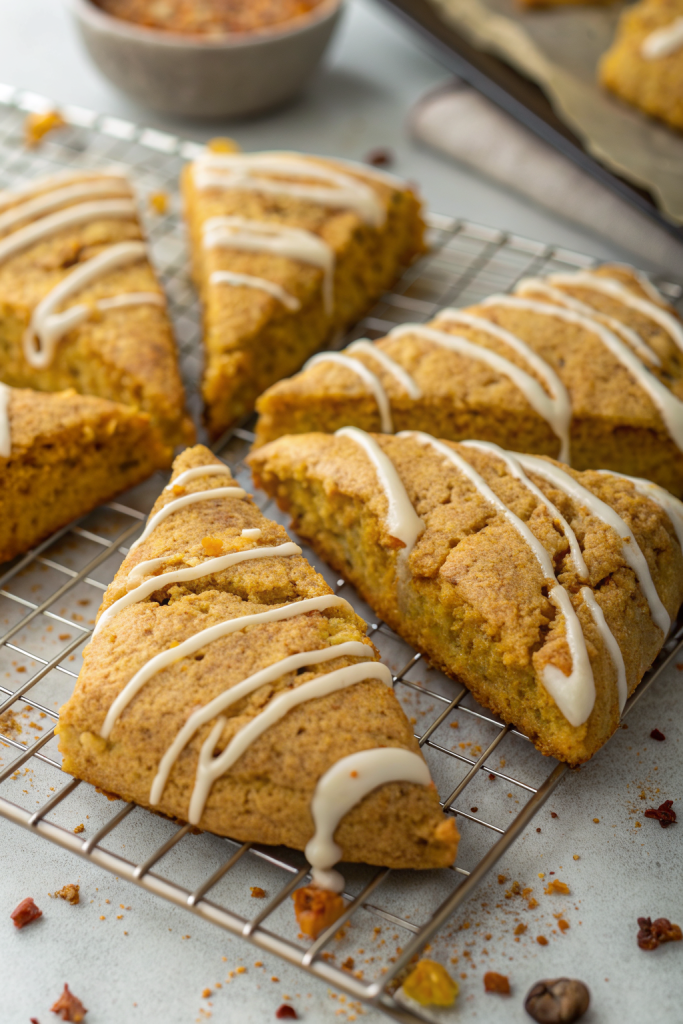 Flaky Pumpkin Scones with Vanilla Icing