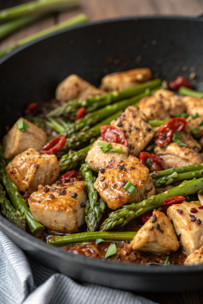 Garlic Butter Chicken Bites and Asparagus Recipe