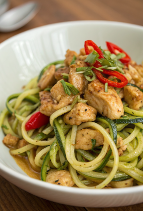 Garlic Chicken Zucchini Noodles Stir Fry Recipe