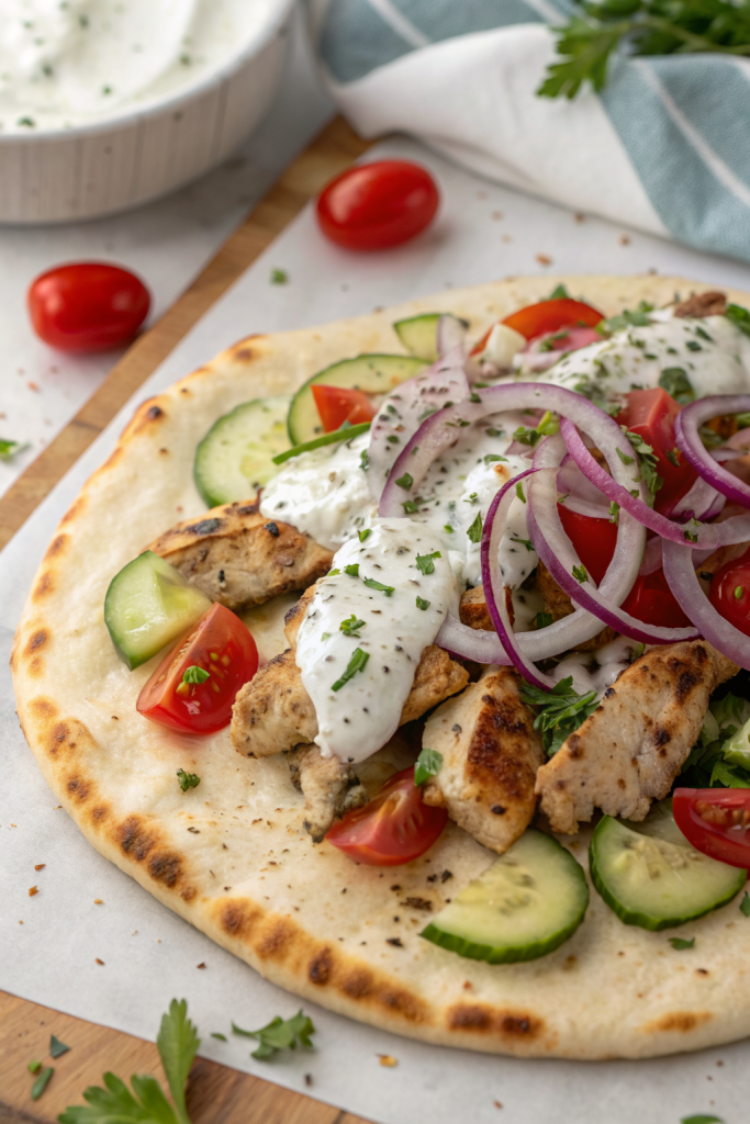 Greek Chicken Flatbread Recipe