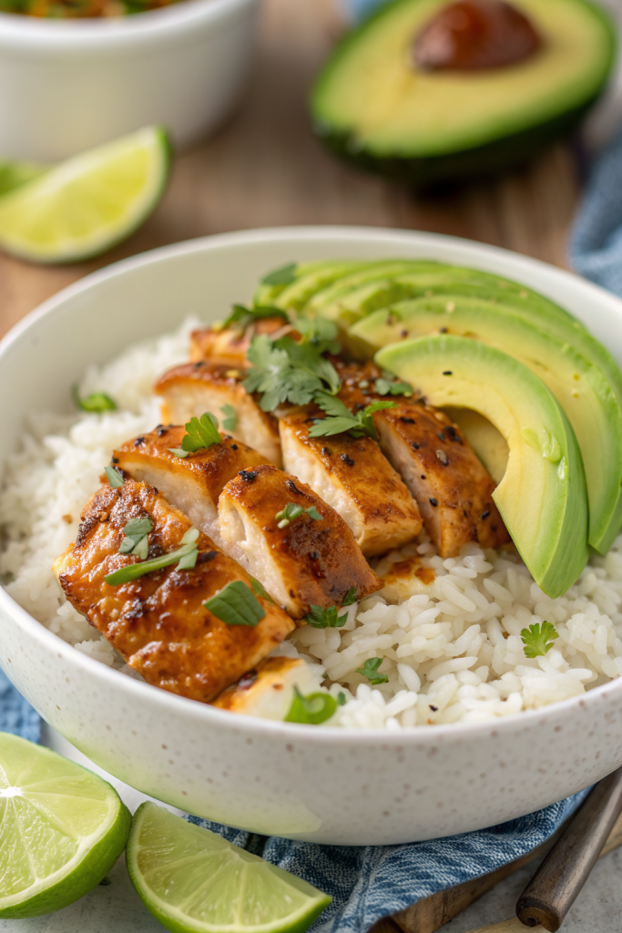 Honey Lime Chicken & Avocado Rice Bowl Recipe