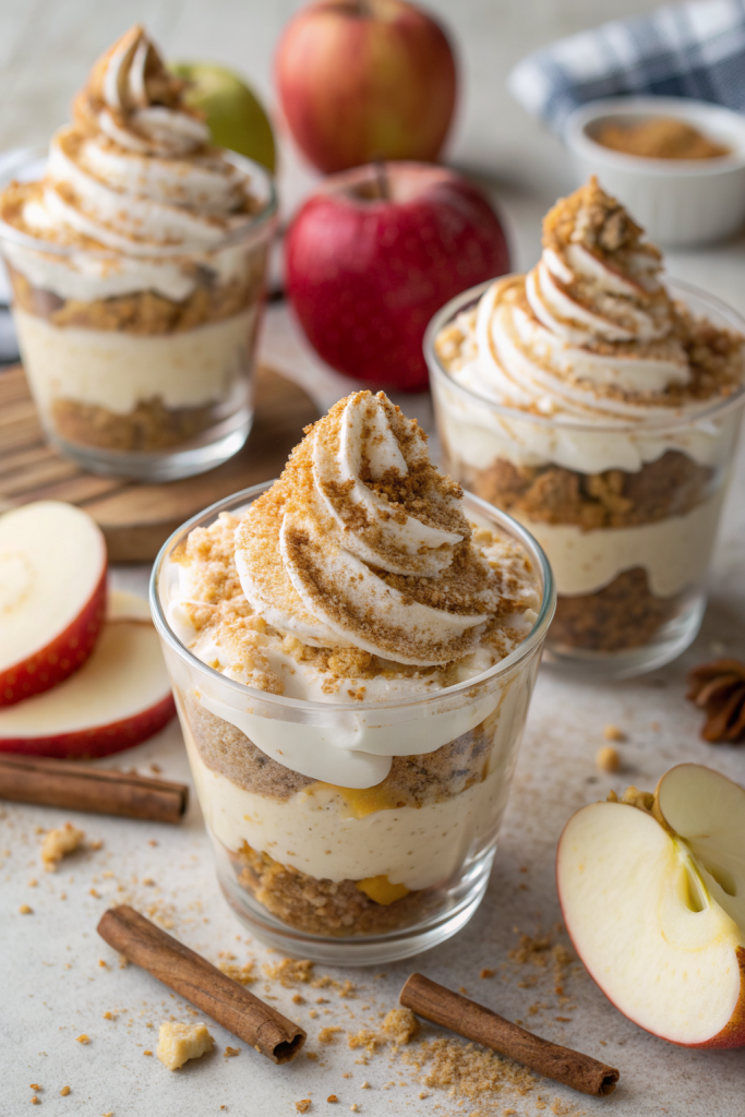 No Bake Caramel Apple Pie Cheesecake Parfaits Recipe