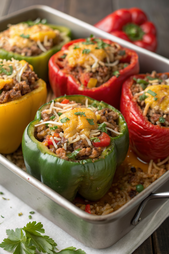 Stuffed Bell Peppers with Rice and Veggies