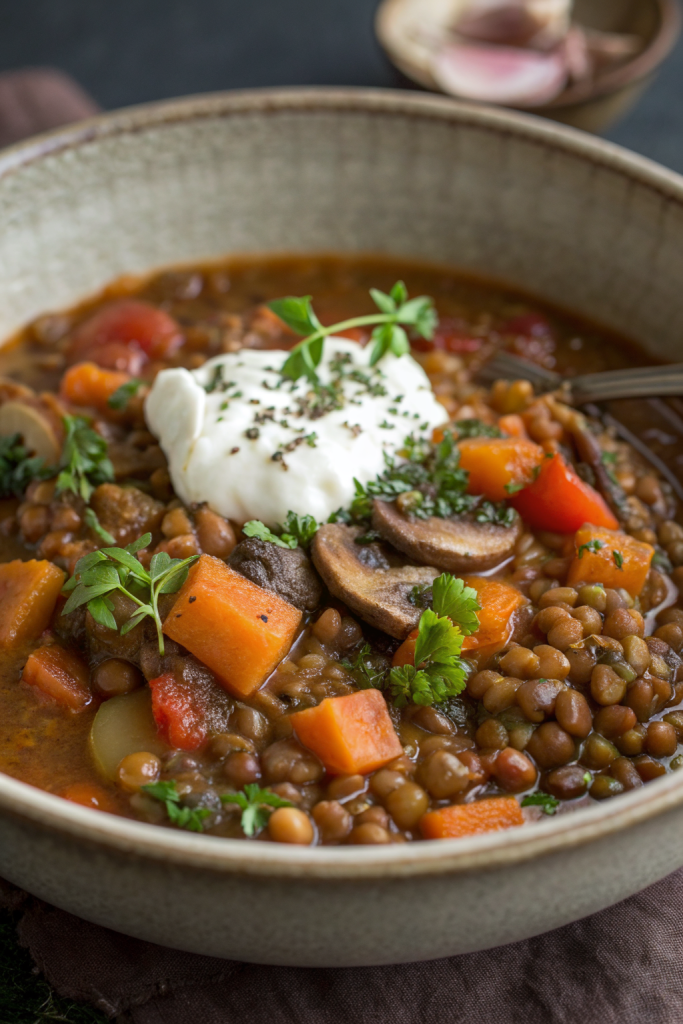 Vegan Lentil Mushroom Stew Recipe